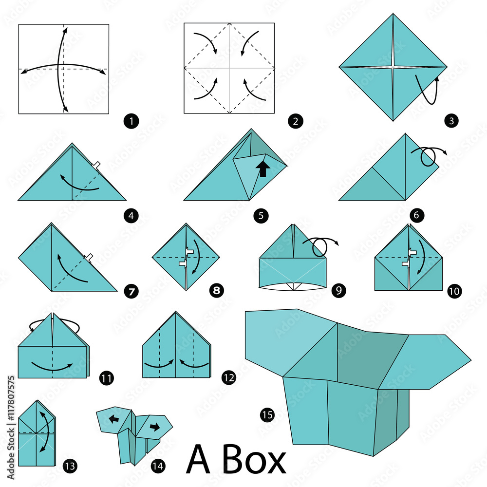 Step By Step Instructions How To Make Origami A Box Stock Vector