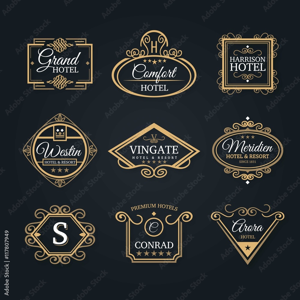 Ornamental hotel logos