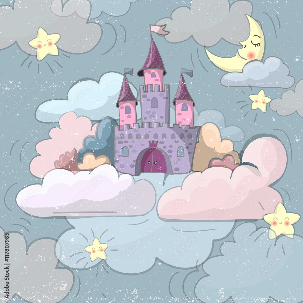 Obraz premium Hand drawn fairytale castle