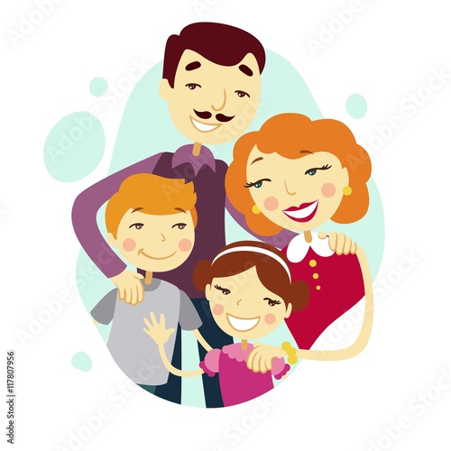 Illustrated cute family