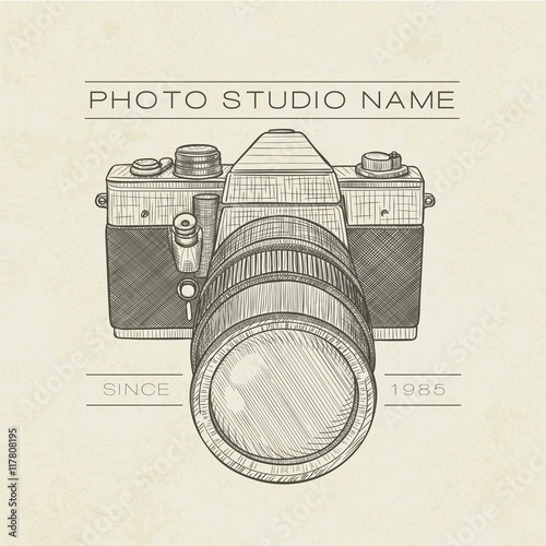 Hand drawn retro photography studio logo