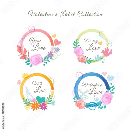 Hand painted valentine label collection