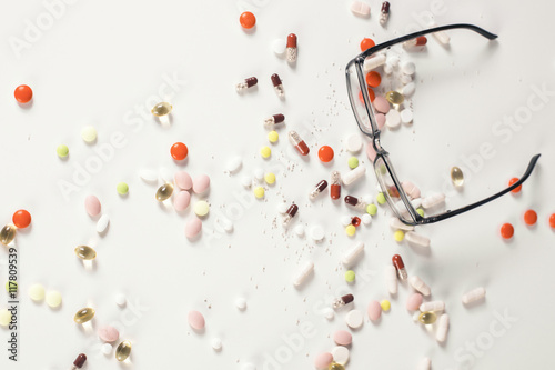 Pills and eyeglasses