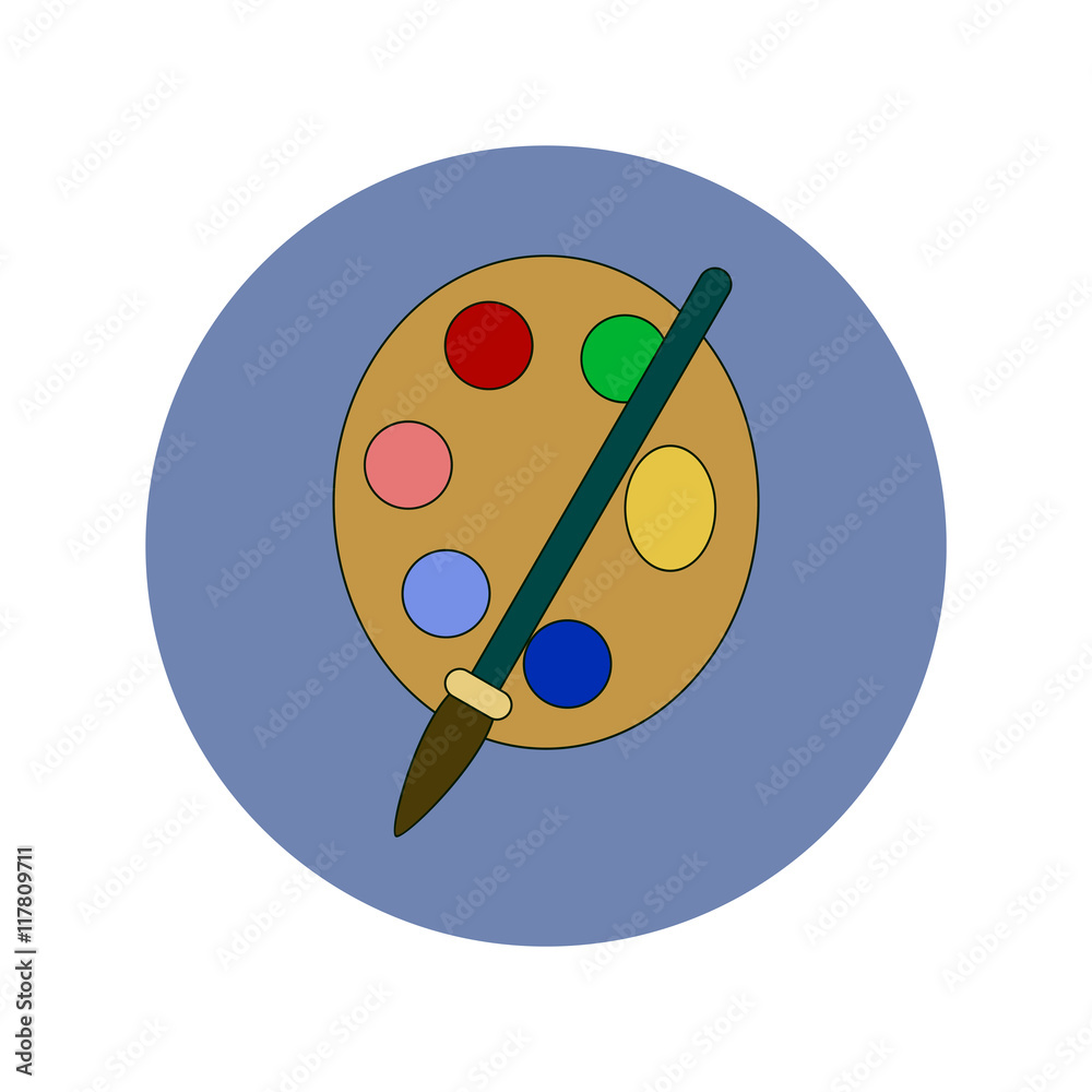 Back to School and Education Vector Flat Design Palette with paints and brush