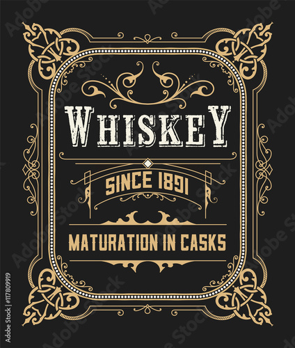 Whiskey label with old frames