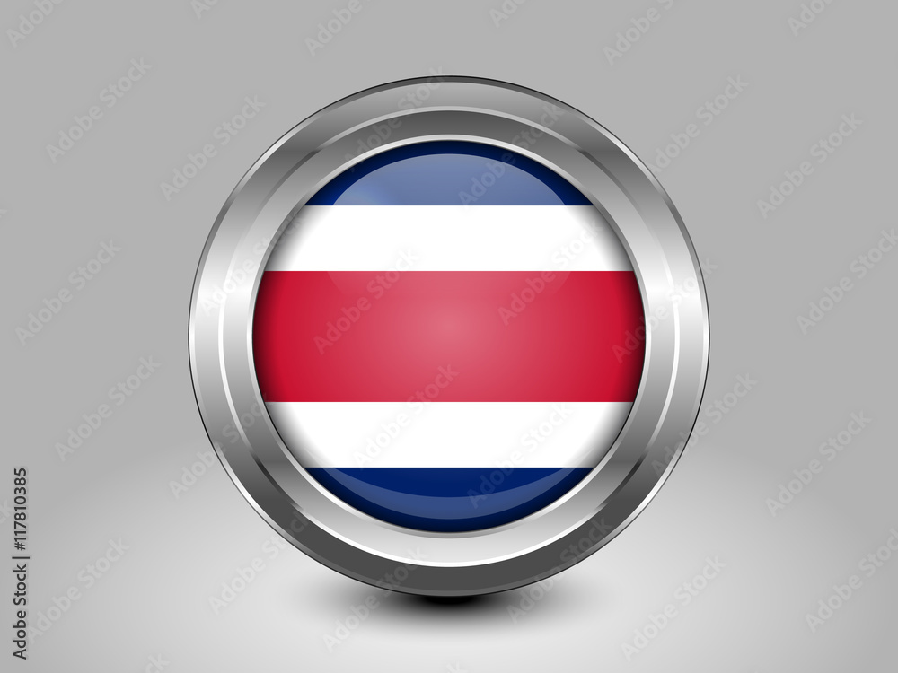 Flag of Costa Rica. Metal and Glass Round Icon Flag of Costa Rica. Metal and Glass Round Icon