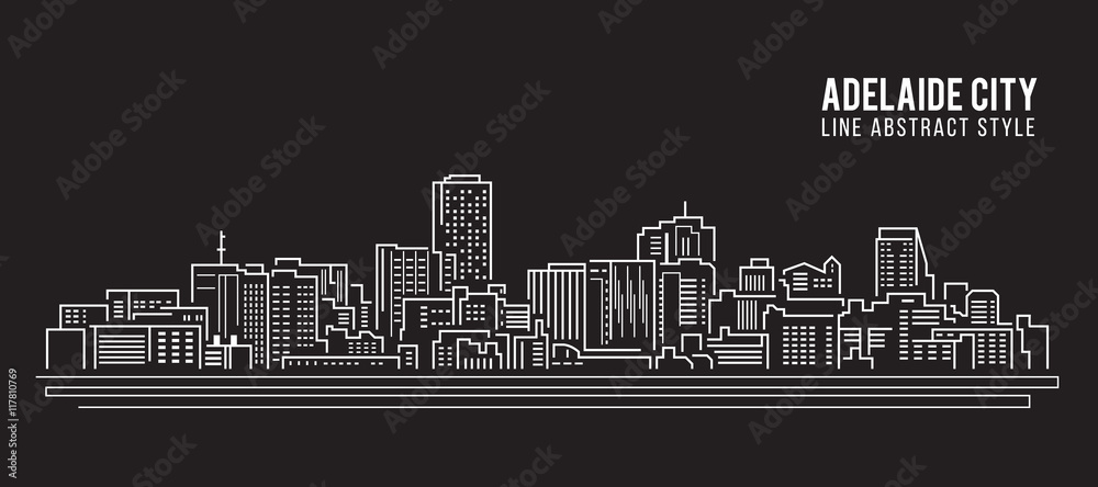 Fototapeta Cityscape Building Linia sztuki Wektor ilustracja projektu - miasto Adelaide