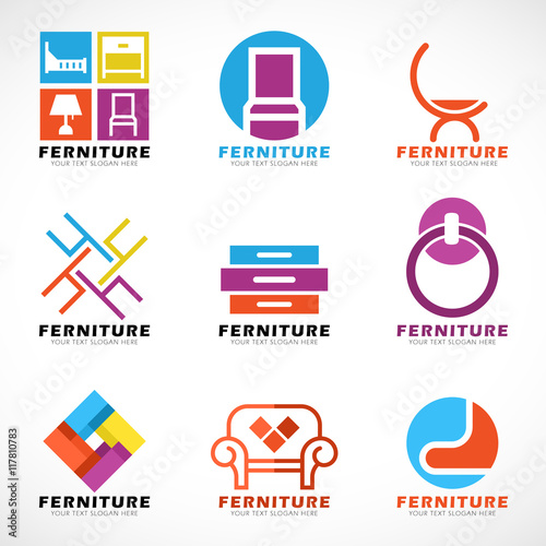 furniture and decor modern logo vector set design