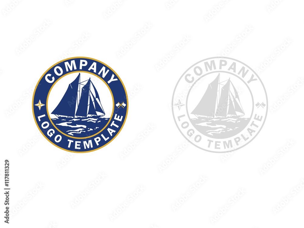 Old Sail Ship Company Logo Template