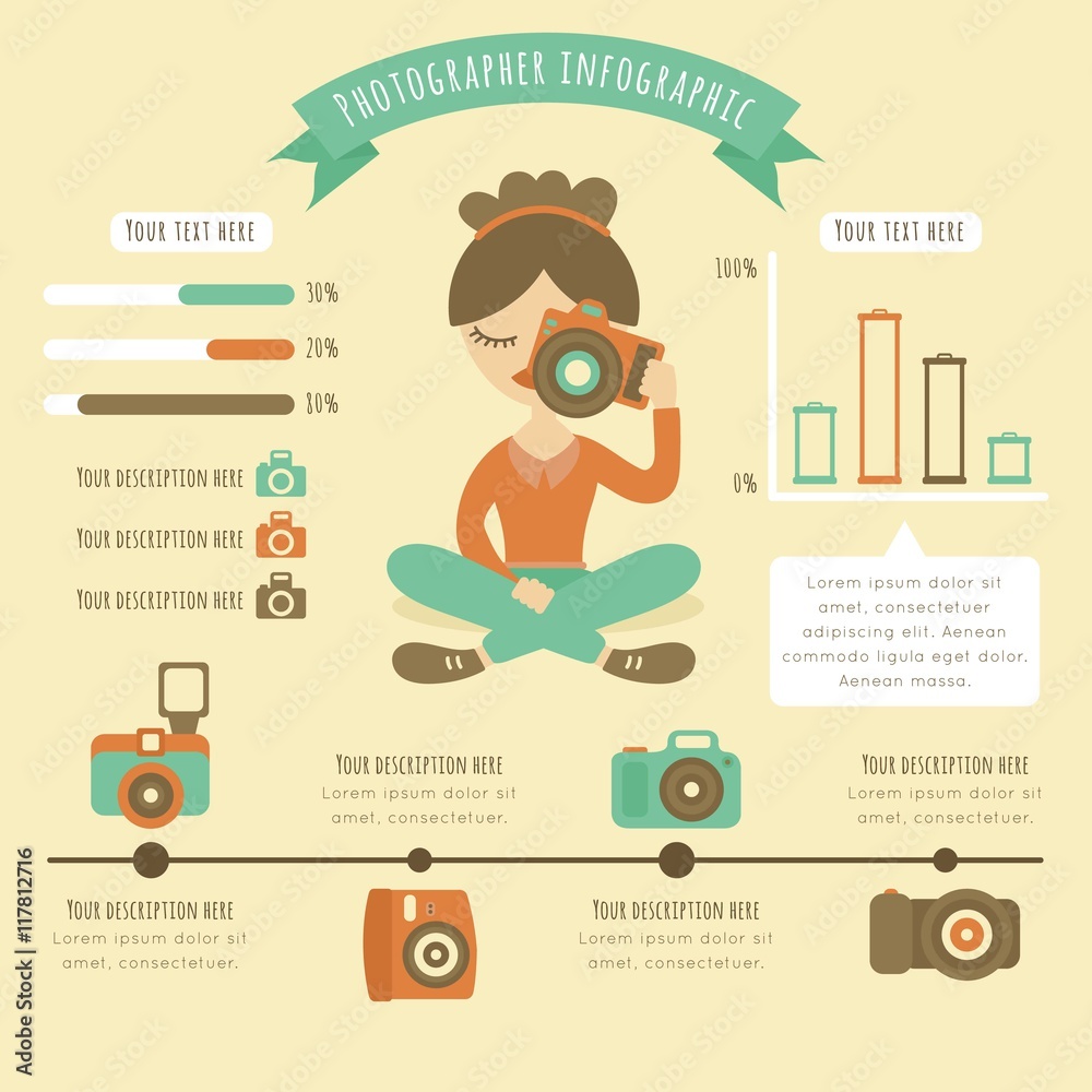 Obraz premium Cute photographer infographic