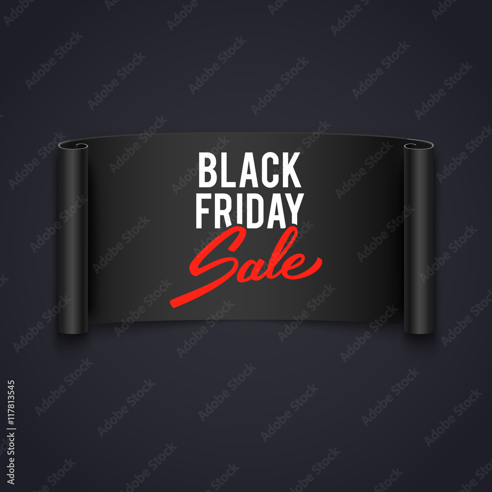 Black friday sale advertising vector illustration, gift box with