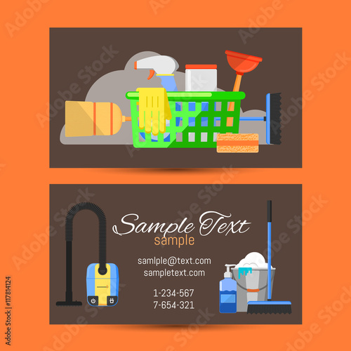 Business card template of cleaning service vector illustration