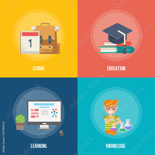 Education infographics concept icon background flat design vector illustration