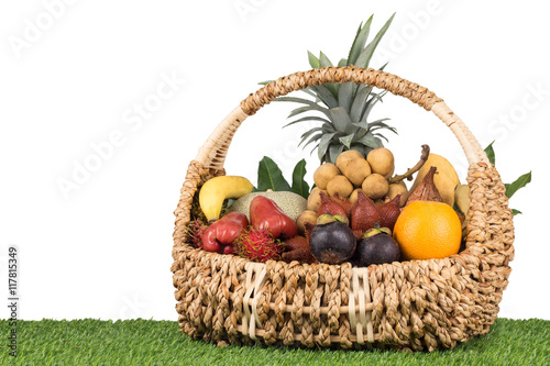 Tropical fruits inside basket