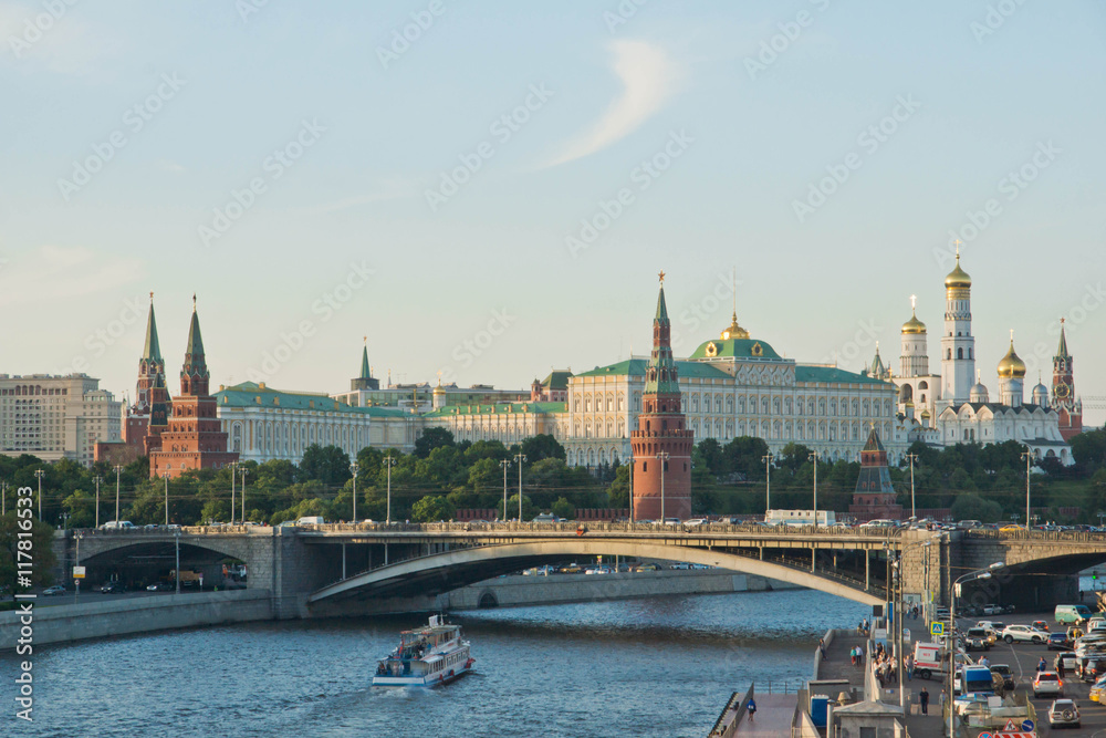 view of Kremlin across the river in summer view of Kremlin across the river in summer