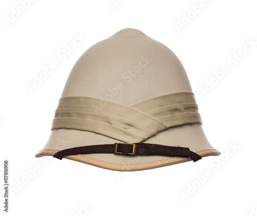 Colonial style, safari, pith hat isolated on white background