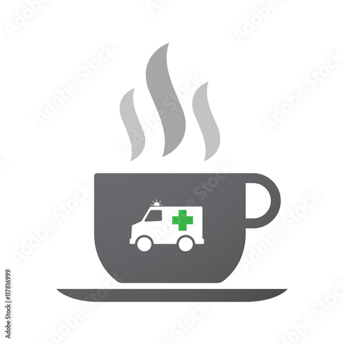 Isolated coffee cup icon with  an ambulance icon