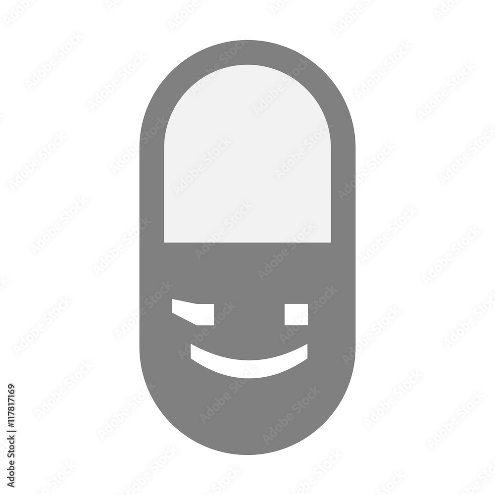 Isolated pill icon with a wink text face emoticon Isolated pill icon with a wink text face emoticon