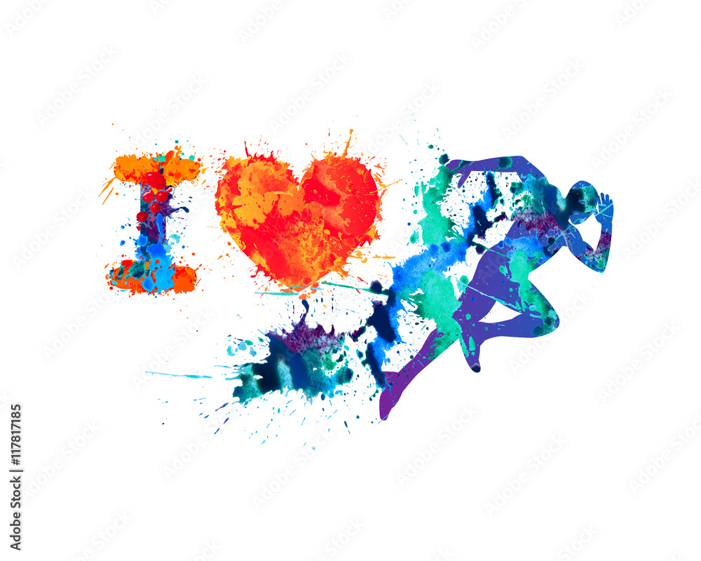 I love run. Running man of splash paint