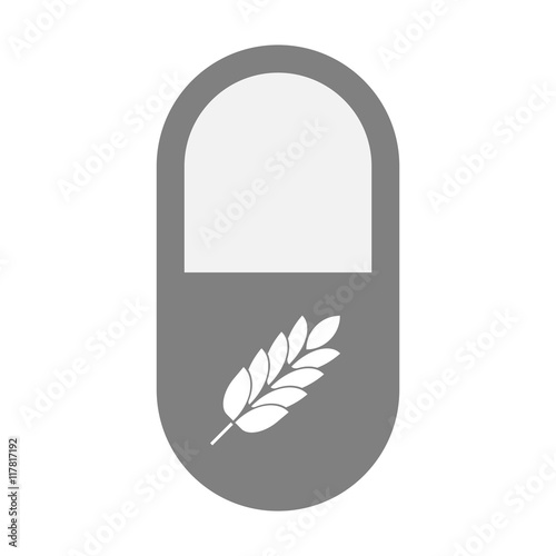 Isolated pill icon with  a wheat plant icon