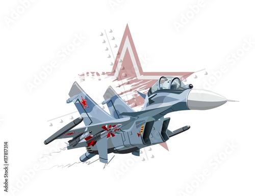 Vector Cartoon Fighter Plane. Available AI vector format separated by groups and layers for easy edit