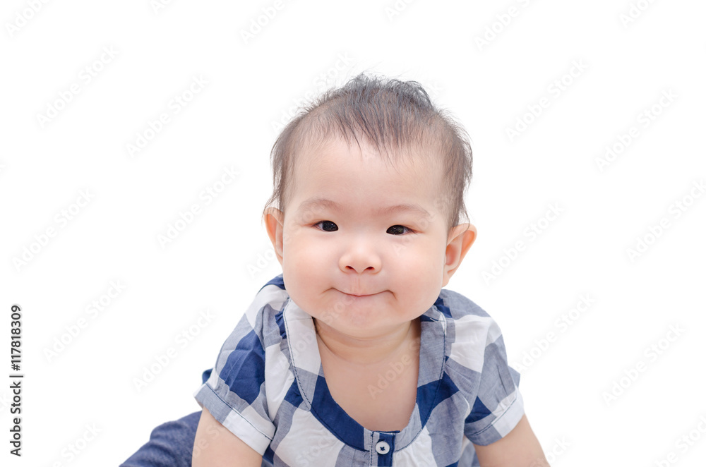 Little asian girl smiling over white background Little asian girl smiling over white background