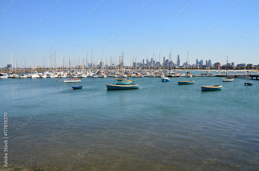 Views of Port Phillip Bay in Australia - Melbourne,
Boats moored in Port Phillip Bay, Melbourne
