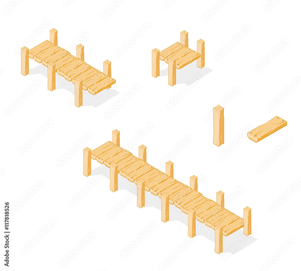 Footbridge.
Wooden Bridge Icon vector.