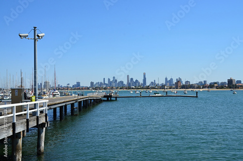 Views of Port Phillip Bay in Australia - Melbourne,  Boats moored in Port Phillip Bay, Melbourne © babetka