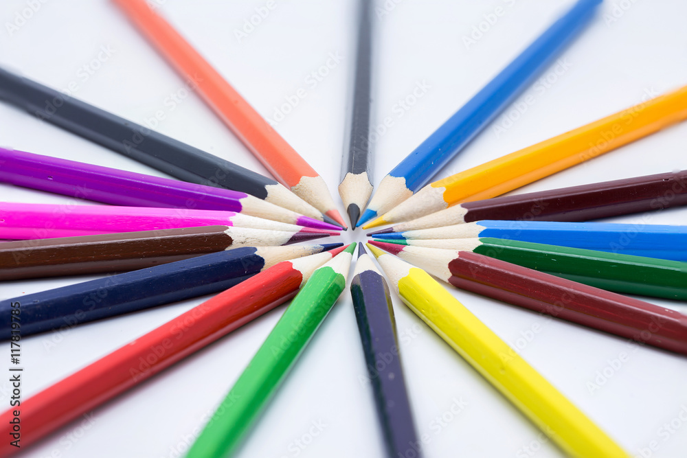 Circle of color pencils.