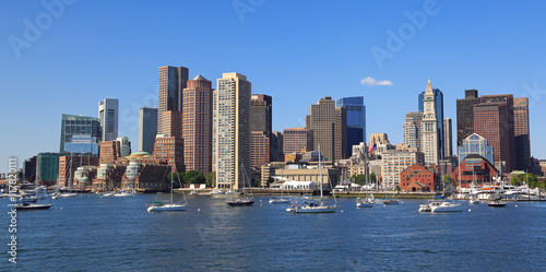 Boston skyline and harbor, US