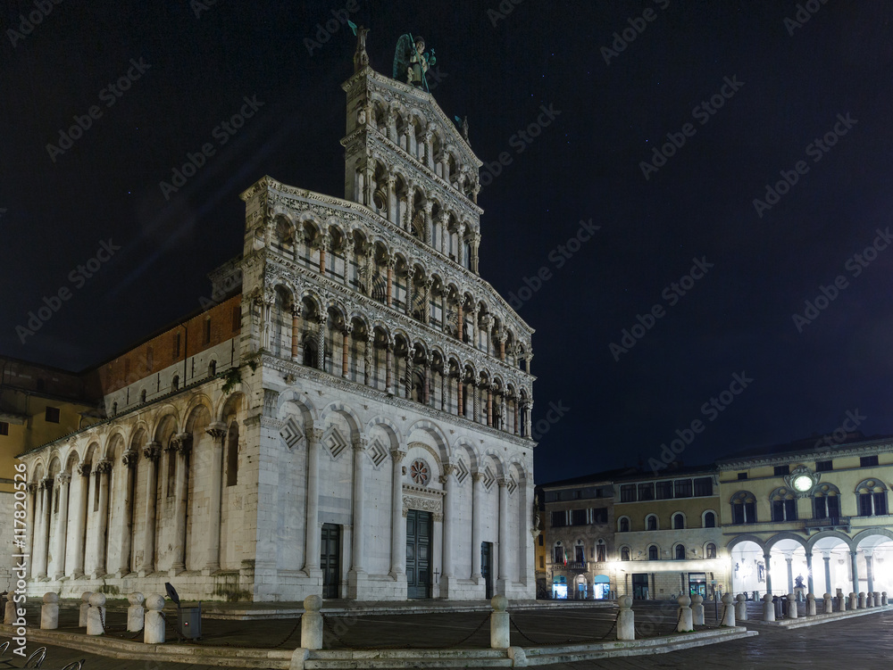 Lucca city night view.