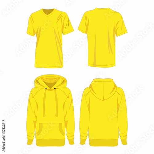 yellow hoodie and t-shirt isolated vector set