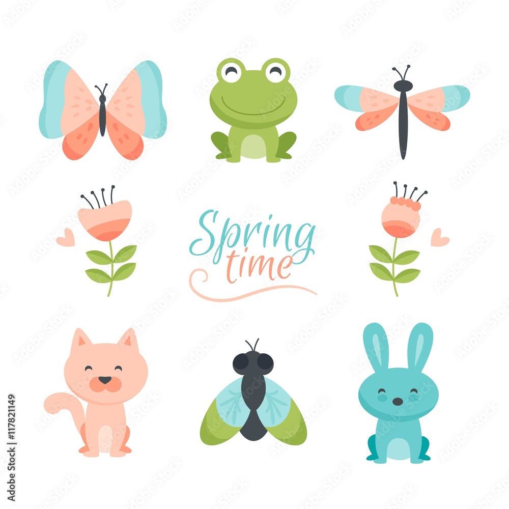 Obraz premium Cute spring characters