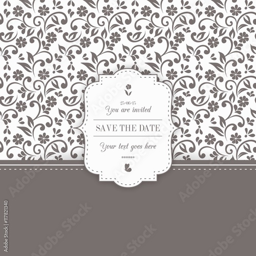 Ornamental floral wedding invitation