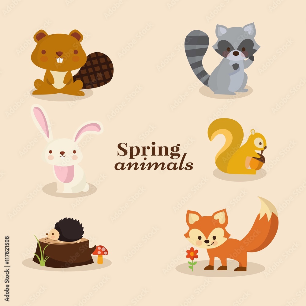 Obraz premium Collection of cute animals