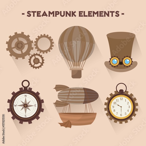 Collection of steampunk elements