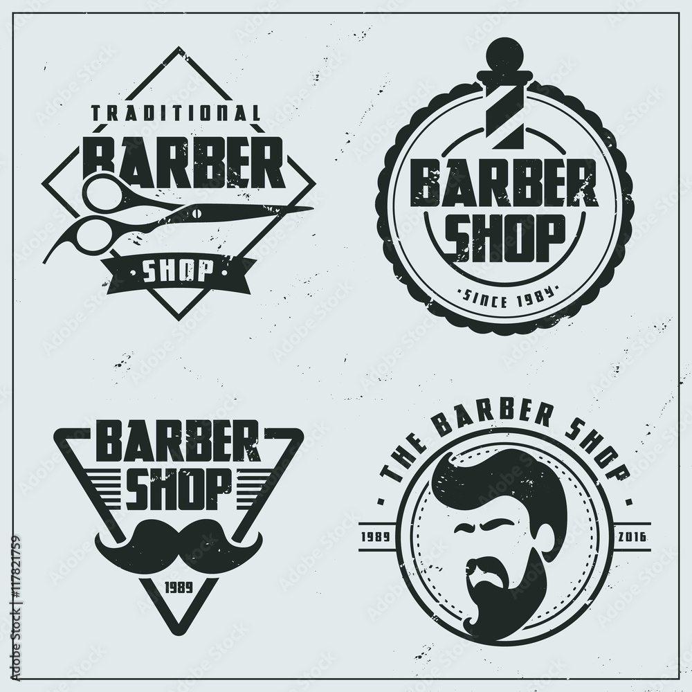 Fotografie Vintage flat barber shop logos