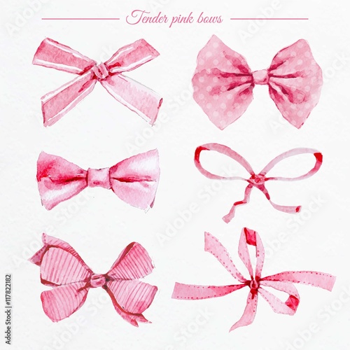 Watercolor pink bows