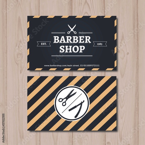 Stripes barber shop card
