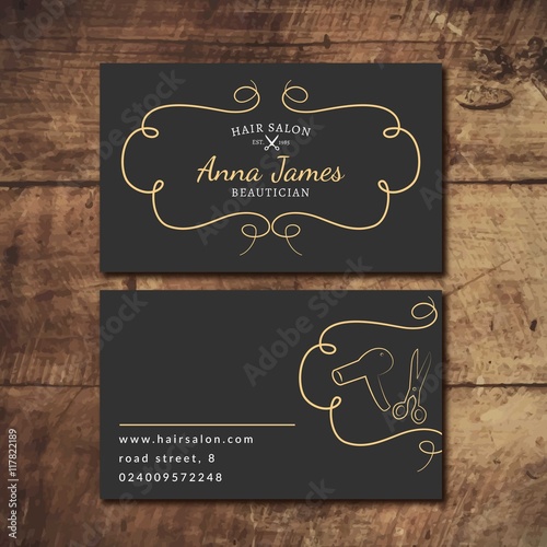 Hand drawn hair salon card
