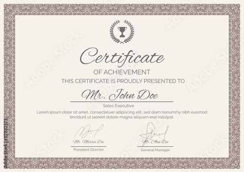Certificate in classic style