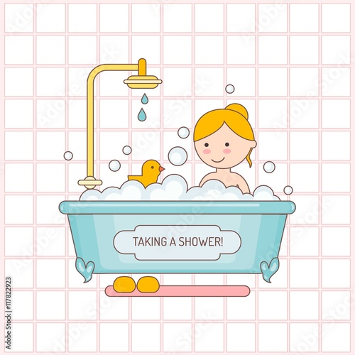 Taking a Bath Illustration