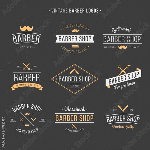 Hand drawn vintage barber logos 