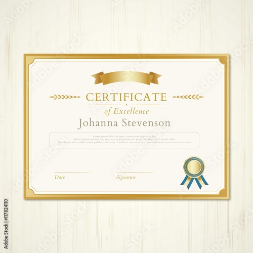 Golden certificate of excellence 