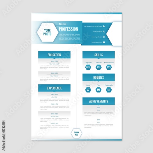 Hexagon blue resume 