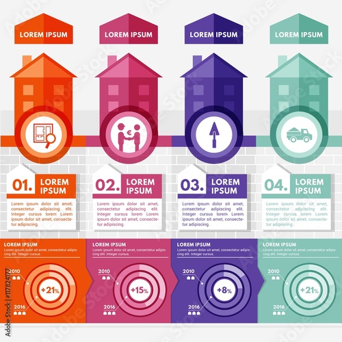 Colorful building infography 