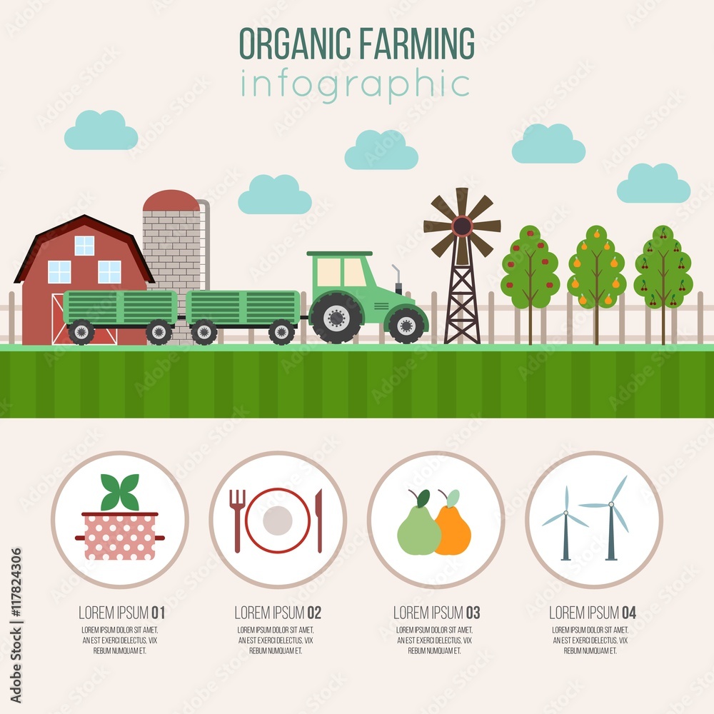 Farm infography with organic elemenents