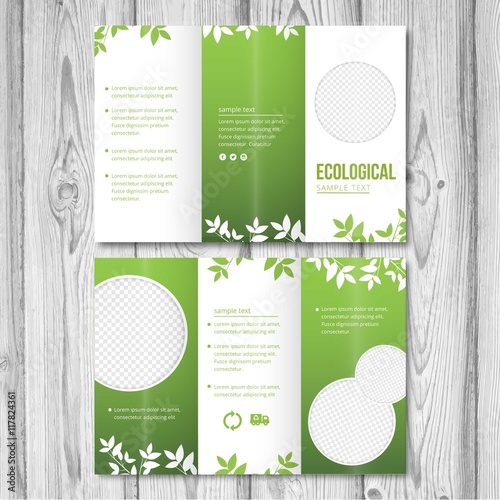 Green trifold template with leaves
