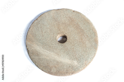 circle whetstone has been used on white background